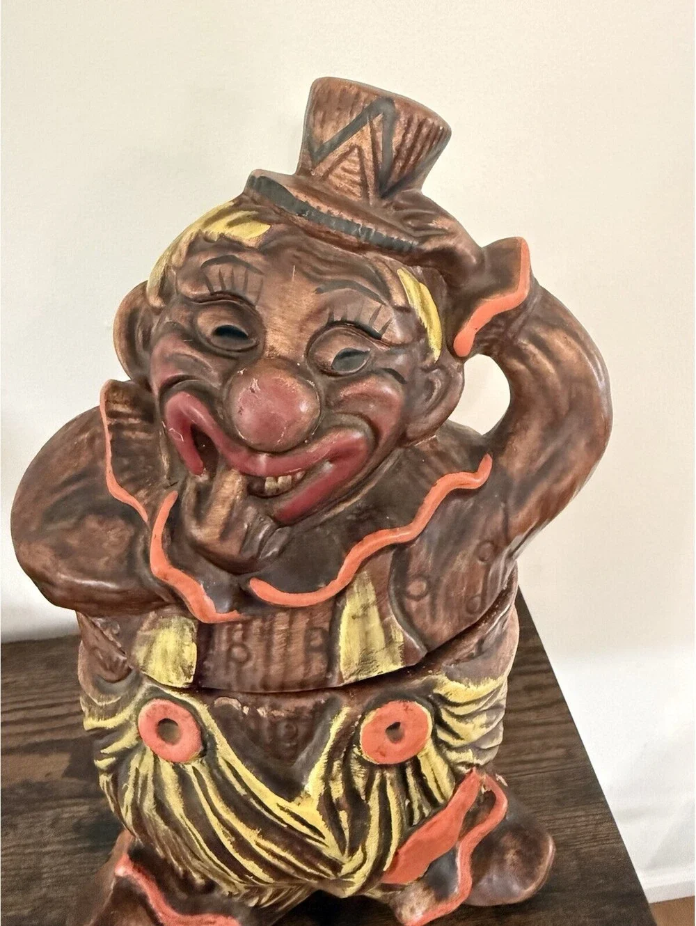 Vintage Happy Hobo #213 California Originals clown Scary ceramic cookie jar